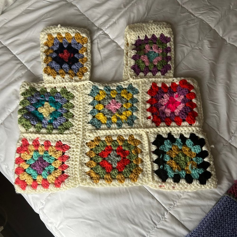 handmade crochet granny square tank